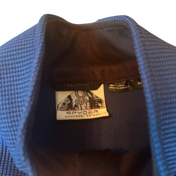 Spyder Fleece Lined Blue & Black Pullover Gait Knit Logo Sweatshirt XL - Picture 3 of 8